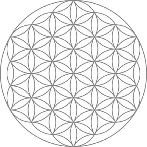 Blume des Lebens in platin im Boden der TC Karaffe Universe